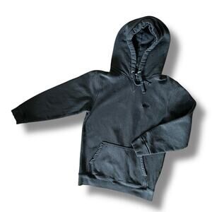 Stussy Stock Logo Hood Pullover Hoodie VNTG Wash Black Charcoal M Embroidered